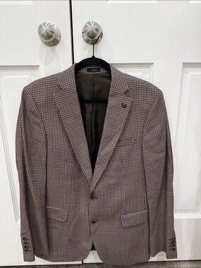 Men's Brown Micro-Pattern Blazer - Unbranded